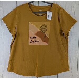 Sonoma Size XXL‎ Mustard Yellow Short Sleeve WILD & FREE Graphic Top NWT